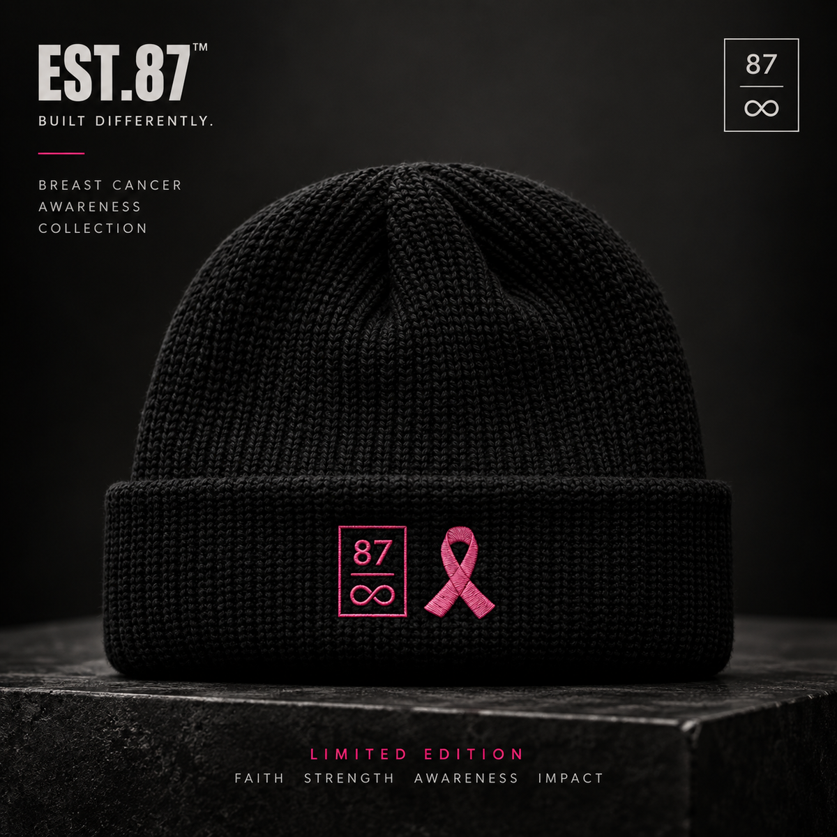 Limited Edition EST 87 Breast Cancer Awareness Beanie